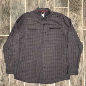 North Face Hiking Shirt Men’s Gray Large Vented Button Up Pocket Outdoor L/S